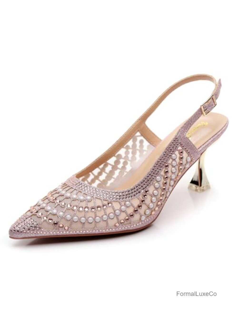 Slingback Kitten Heel Pump Pointed Toe PU Women's Dress Shoe